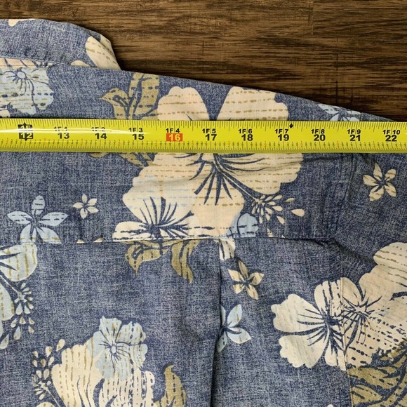 Vintage OP Ocean Pacific Mens XL Blue Hawaiian Floral Shirt Camp Surf Aloha - Picture 7 of 12